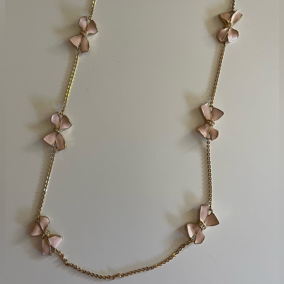NIB J. Crew Pink Crystal Bow Necklace - Picture 3 of 3